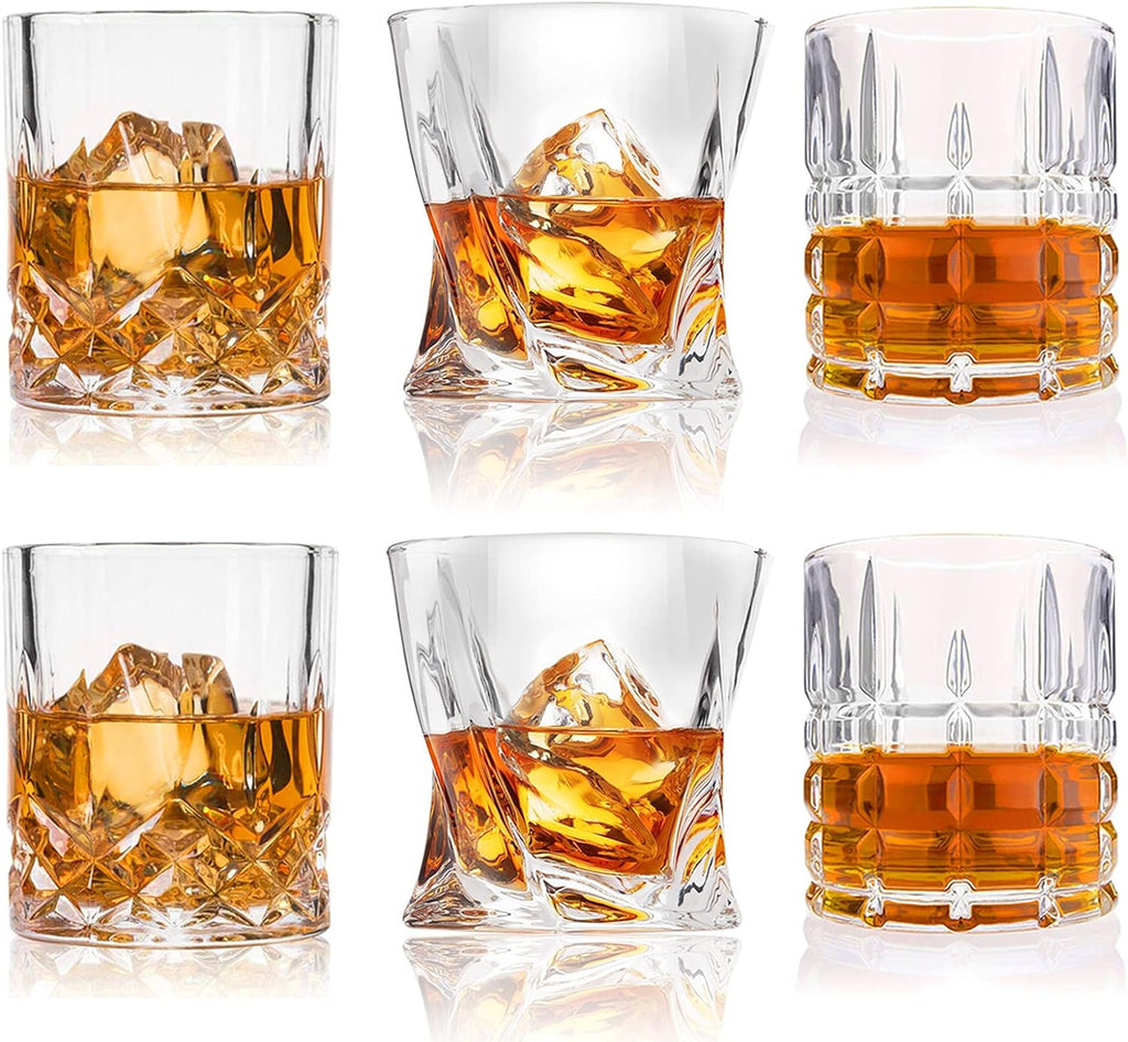 Premium 10, 11 OZ Scotch Glasses - Old Fashioned Whiskey Glasses/Style Glassware for Bourbon/Rum/Bar Tumbler Set of 6
