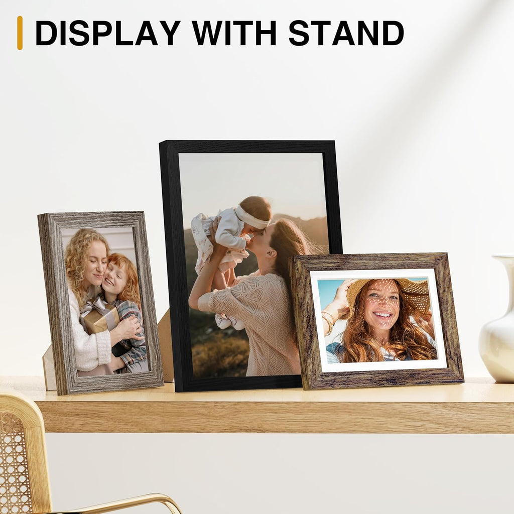 15 Pack Gallery Wall Frame Set, Black, Brown, Dark Grey | Picture Frames Collage Wall Decor: 3pcs 8x10, 6pcs 5x7