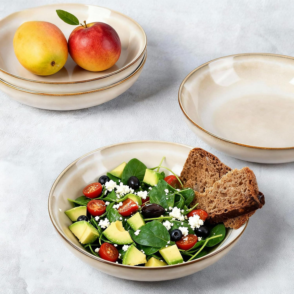8.5'' Ceramic Pasta Bowls Set of 6, 36oz Large Stoneware Bowls Set | Large Dinner Serving Bowls Set, Wide Bowl Plate