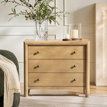 3 Drawer Nightstand with Charging Station, Modern Bedside Table with USB & Type-C Ports, Wood Storage End Table with