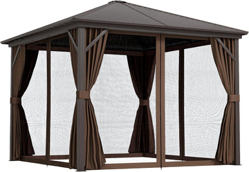 10' x 10' Hardtop Gazebo Canopy with Galvanized Steel Roof, Aluminum Frame