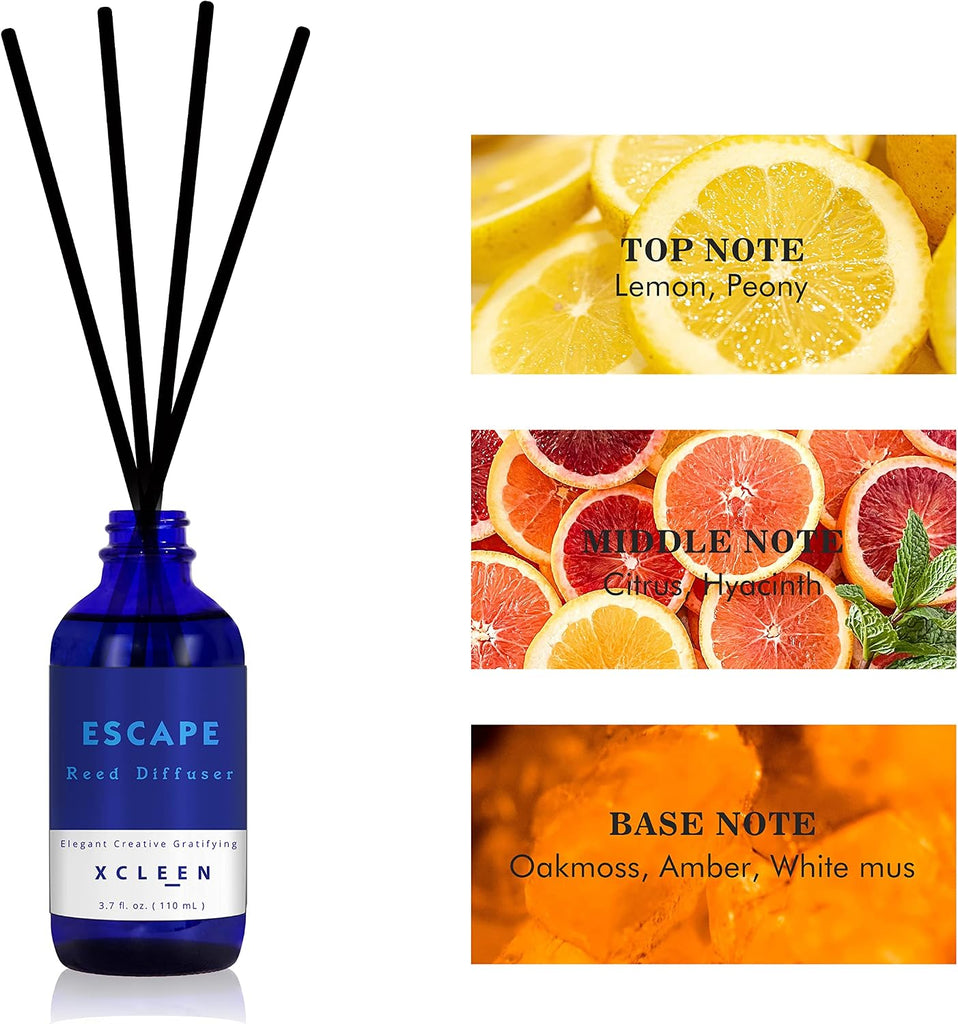 Reed Diffusers Set, 3.7 Oz Scent Diffuser, 6 Reed Diffuser Sticks, Home Fragrance Hyacinth, Peony & Citrus - Set of 37