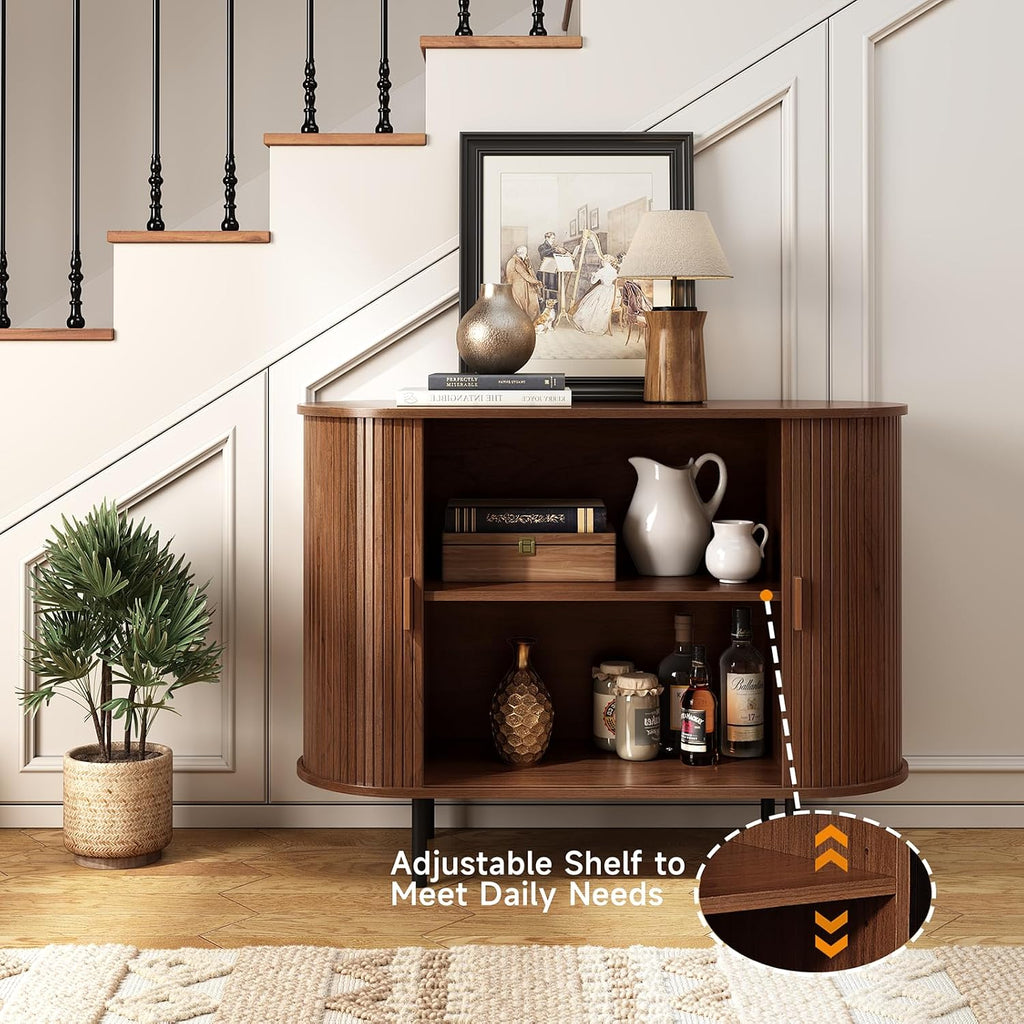 40" Sideboard Buffet Cabinet with Storage, Storage Cabinet with Sliding Door & Adjustable Shelf, Modern Accent Coffee