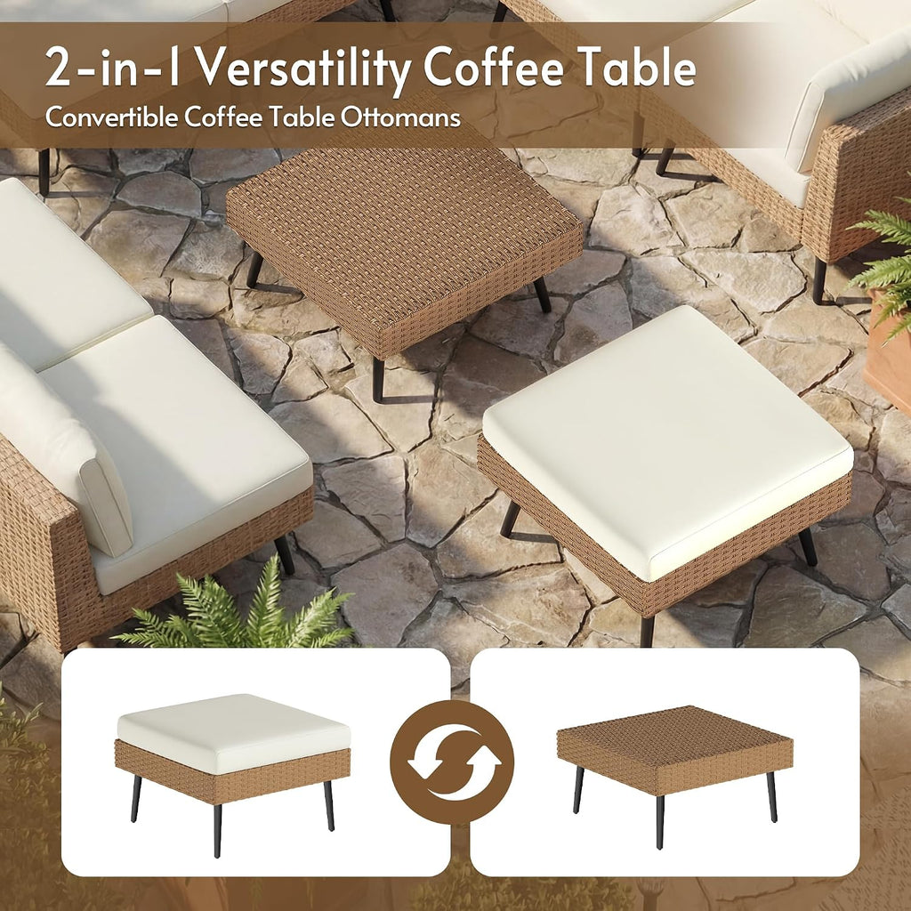 5-Piece Tight Weave Outdoor Patio Sectional, Luxe Outdoor Sofa with Premium Polyester & Ergonomic Design, All-Weather