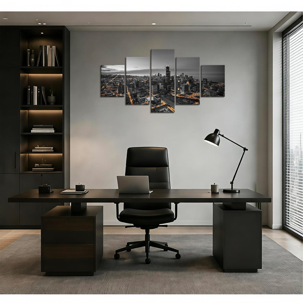 Chicago Wall Black and White Chicago City Canvas Prints(60"x32")