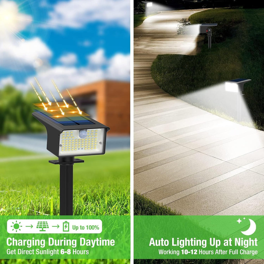3 Pack 62 LED Solar Spot Lights Outdoor Motion Sensor with 3 Modes | 2-in-1, Auto ON/OFF, Solar Powered, Waterproof
