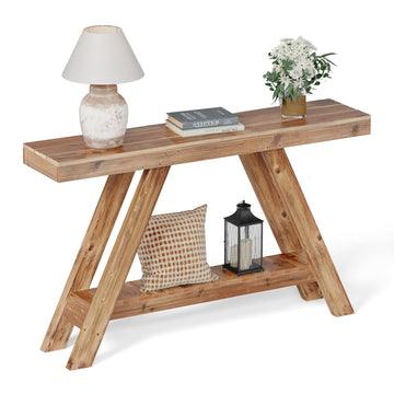 46" Farmhouse Console Entryway Table, Reclaimed Wood(Brown)