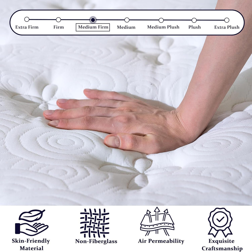 California King Mattress 12 Inch, Luxury Hotel Hybrid Cal King Mattress | Gel Memory Foam & Pocket Springs, 7-Zone