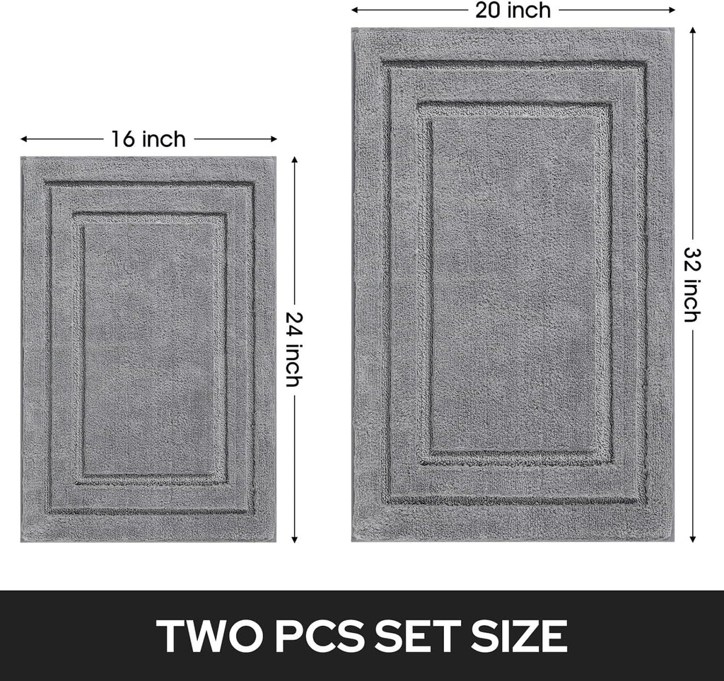 Bathroom Rugs Sets 2 Piece, Super Soft and Absorbent Non Slip Microfiber Machine Washable Bath Mat Set (20" x 32" +