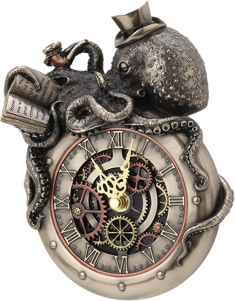 Veronese Design 7 5/8 Inch Tall Steampunk Octopus Nostradamus Prophet Wall Clock Sculpture