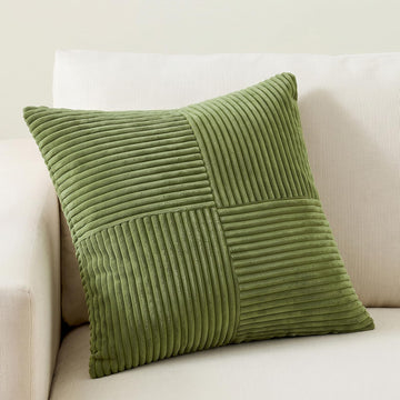 Moss Green Euro Decorative Throw Pillow Covers 28x28 Inch Couch Bed, Farmhouse Boho Home Decor, Soft Corss Corduroy