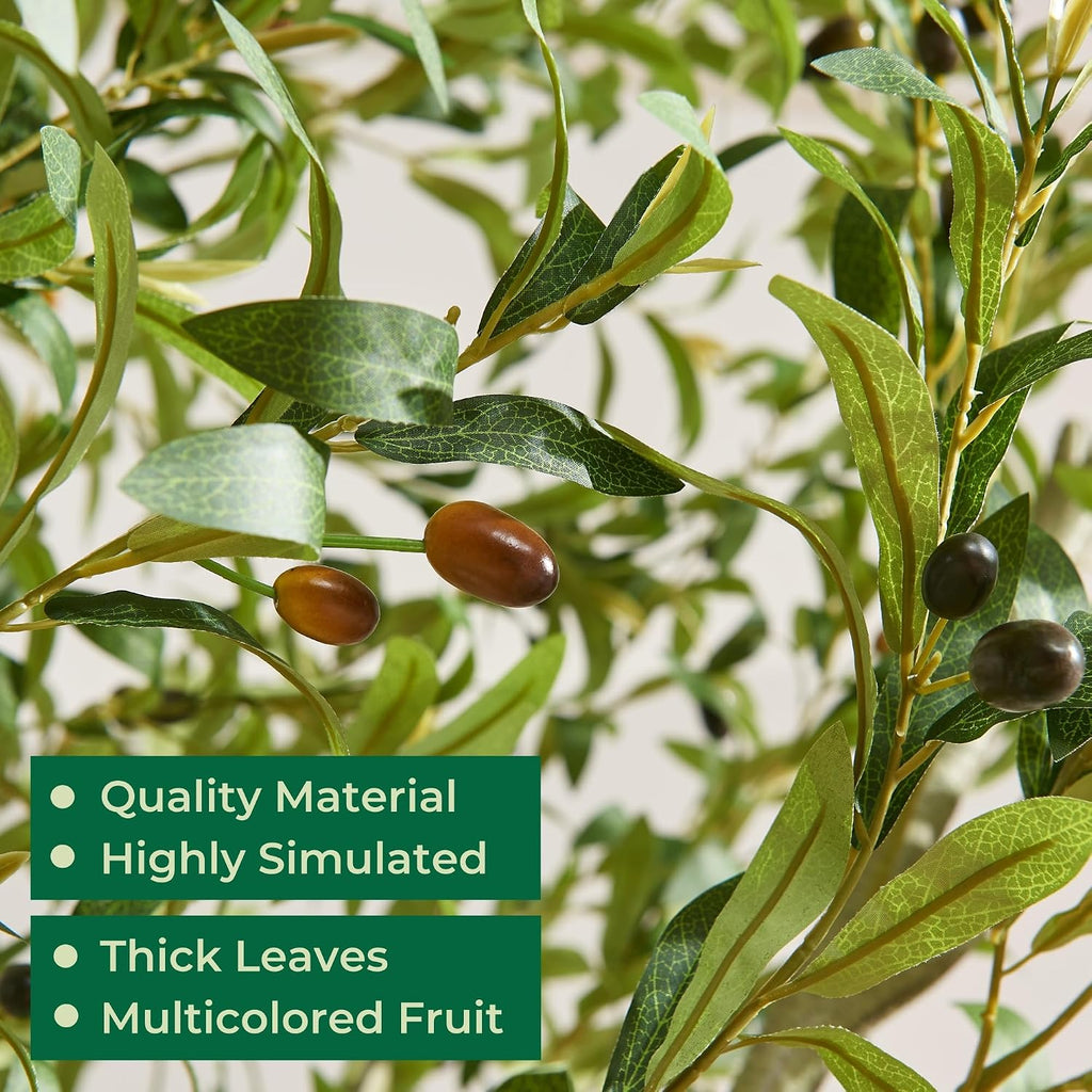 7.5 FT Large Luxury Artificial Olive Tree with Decorative White Pot