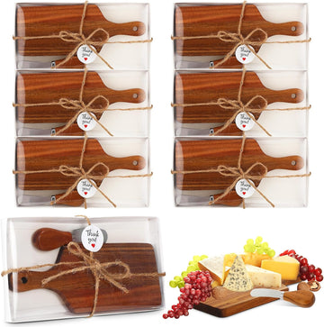 6 Pack Cheese Board and Cheese Spreader Knive Set Cutting board bulk with Gift Boxes Mini Charcuterie Boards Serving