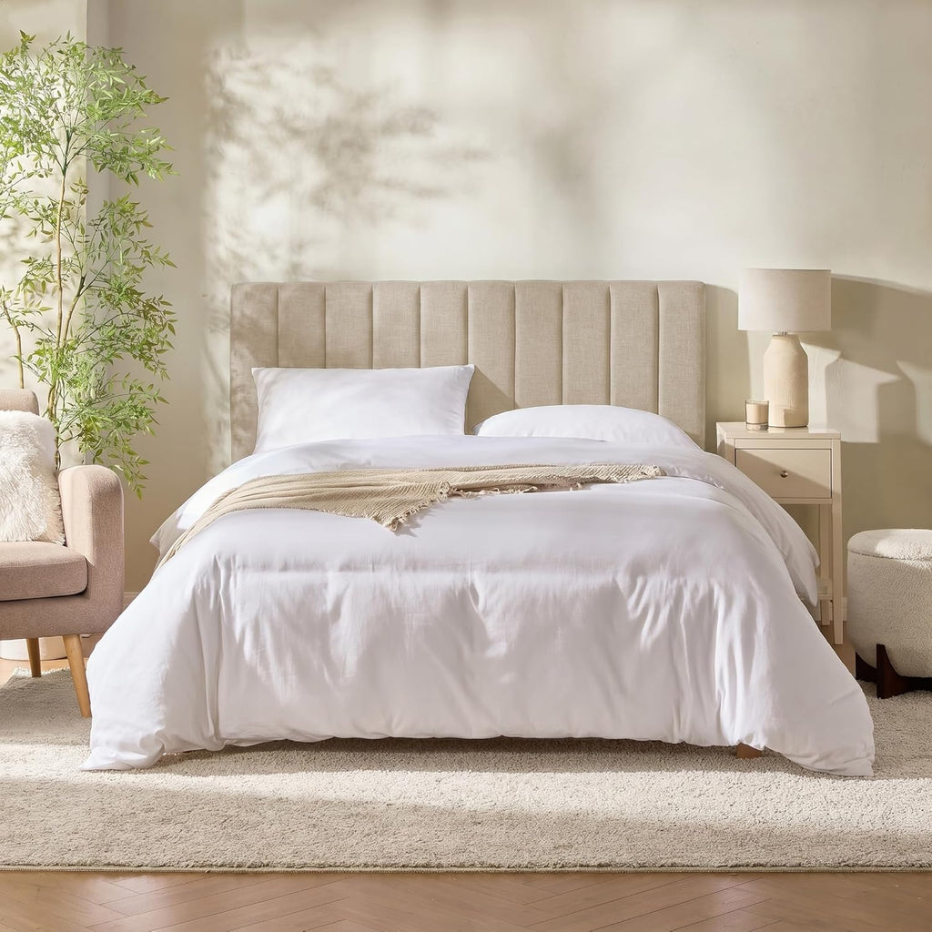 Upholstered Queen Headboard - Easy Assemble Channel Stitched Headboard Queen - Wall Mounted Headboards with 3D