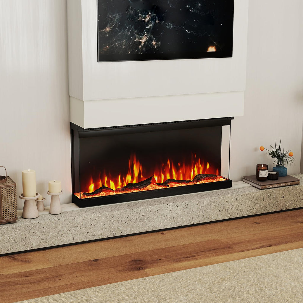 36 Inch 3-Sided Electric Fireplace Insert with Heater