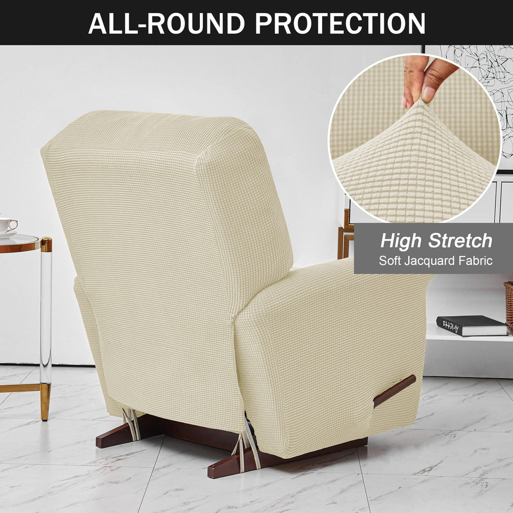Stretch Recliner Chair Covers, 4-Piece Soft Sofa Cover Thick Single Seat Couch Cover Jacquard Recliner Slipcover with