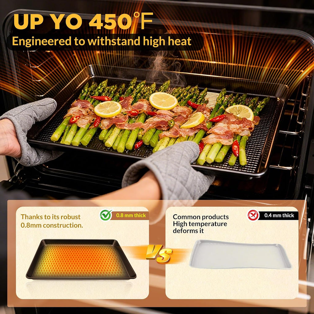 Saker 3-Piece Heavy Duty Carbon Steel Sheets Set Non-Stick | | Cookie Sheets,Oven Safe, Even Heating, for , Roasting