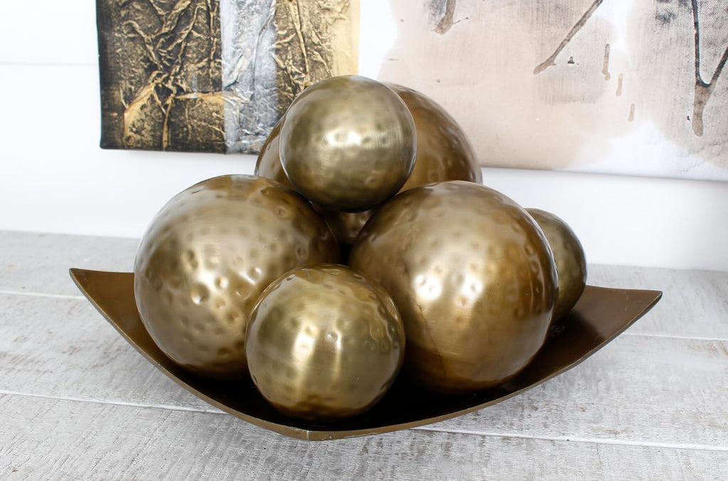 Decorative Balls, Orbs, Spheres Pieces 4 inch Bowl/Vase Filler Antique Brass - Set of 4