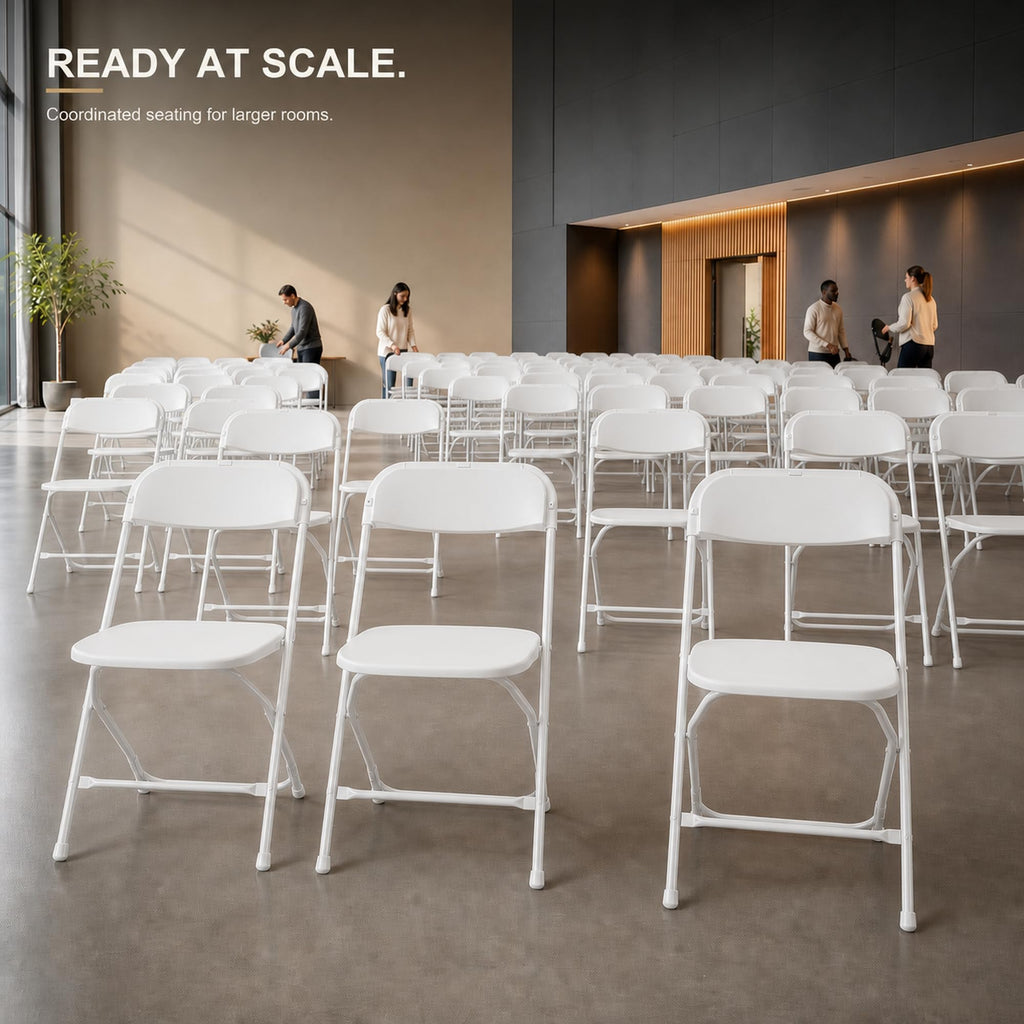 16 Pack Plastic Folding Chairs, 350 Lbs Capacity Stackable White