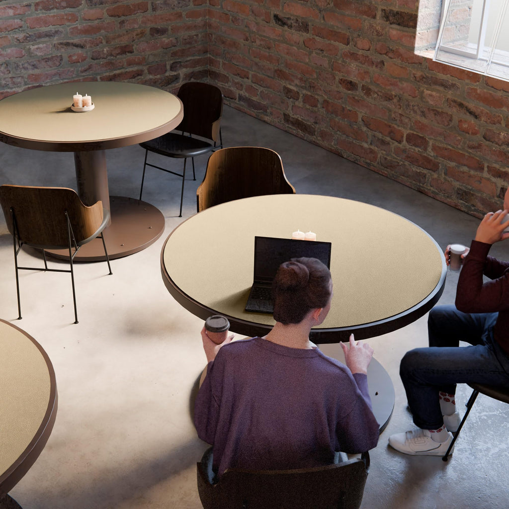 42 Inch Round Cork & Leather Table Pad Protector, Cuttable Size (36-42 Inch), Trimmable Dining Table Mat, Heat