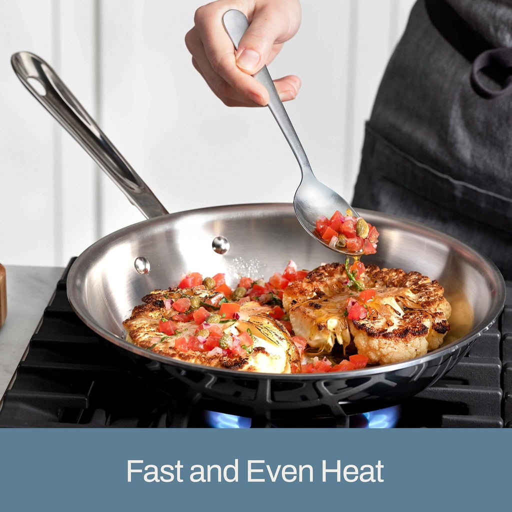 D3 Stainless Steel 10 and 12 inch Frying Pans Set - the USA- The Original Bonded Professional Cookware- Oven Safe &