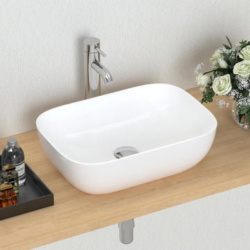 18.3'' x 13'' Bathroom Vessel Sink White Porcelain Ceramic Sink Bowl Above Counter Oval Wash Basin Vanity