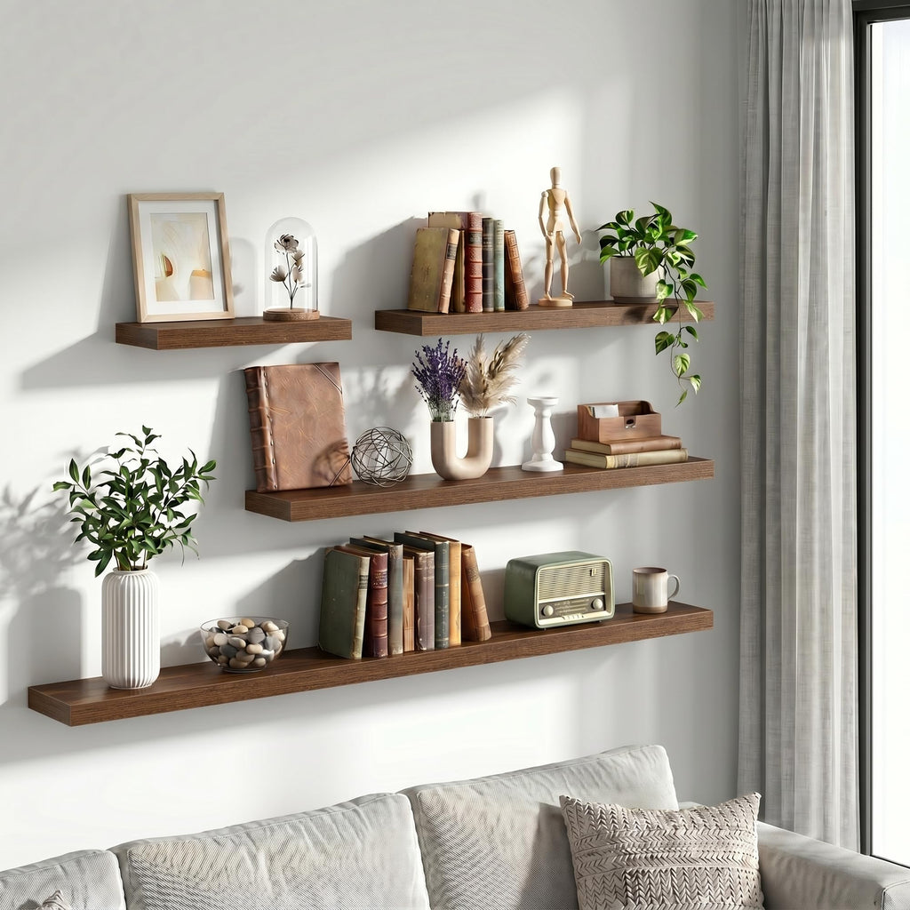 40 Inch Floating Shelves Wall Mounted for Display, 6.5 Deep Duty Shelves with Invisible Brackets Storage & Decor, 40"