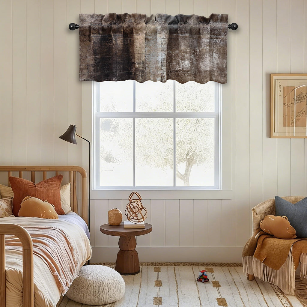 Dark Brown Valances for Windows, 2 Pack, 52x18 Inch, Blackout