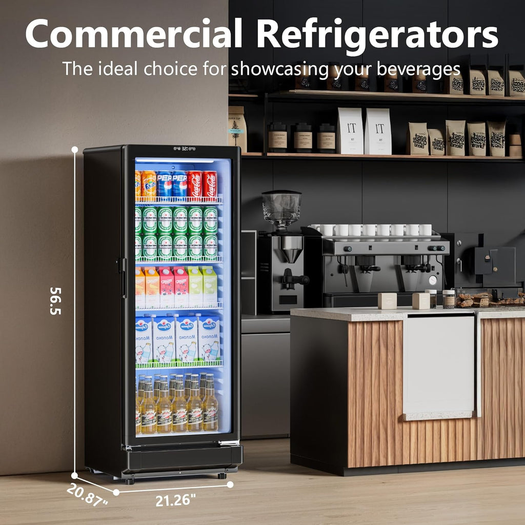 7 Cu.Ft Commercial Refrigerators, Display Fridge with Locking, Key & LED, Outdoo