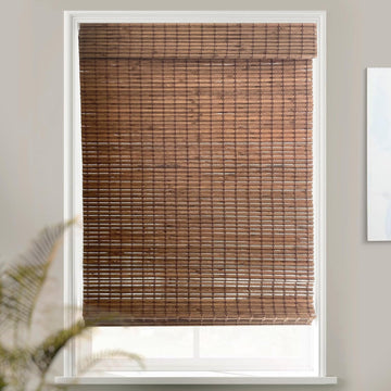 Custom Bamboo Shades| Rustic| Cordless Bamboo Roman Shades for Windows and Doors (Natural Woven)| Rustic Walnut