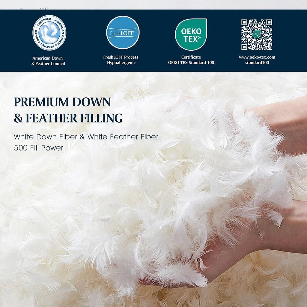 Down Fiber Comforter King-All Season Duvet Insert, Luxury Fluffy Bed Comforter 100% Cotton 300 Thread Count Shell