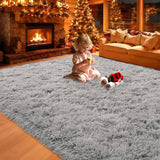 8x10 Fluffy Plush Area Rug, Soft Non-Slip Carpet for Living Room Bedroom Grey
