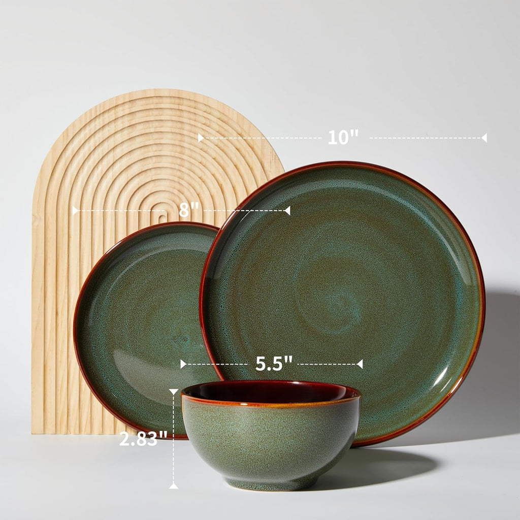 Stoneware Dinnerware Sets, Ceramic Plates and Bowls Set, Microwave & Dishwasher Safe Kitchen Dishes