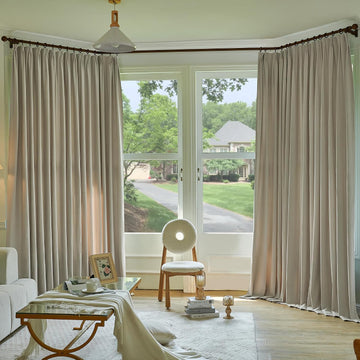 Luxury Velvet Pleated Curtains 1 Panel, Camel Beige Pinch Pleated Drapes Panels for Patio Sliding