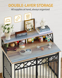 39.4'' Dog Crate Furniture, Large Wooden Dog Crate with Storage and 3 Doors, Indoor Kennel for Medium/Large Dogs
