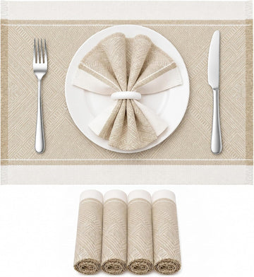 Placemats, 13.8 x 17.7 Inch, Polyester, Jacquard Woven - Set of 6