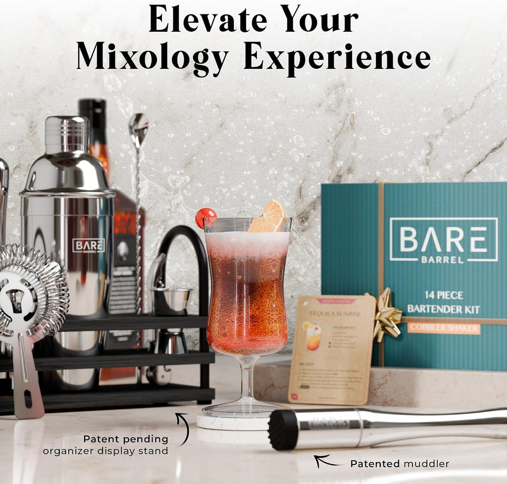 Mixology Bartender Kit Bar Set | 14-Piece Cocktail Shaker Set | Martini Barware Mixing Tools Bartending | 35 Recipe - Set of 14