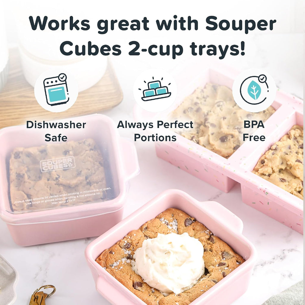 5x5" Ceramic Dishes with Lids, Cotton Candy, 2-Pack | Premium US-Made Small Ceramic Dishes with Silicone Lids, Oven