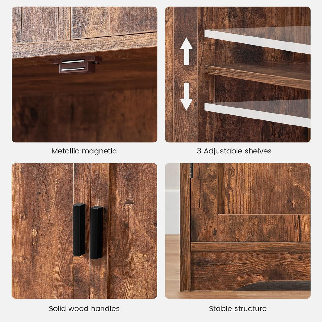 Storage Cabinet with 2 Drawers & Adjustable Shelves, Cupboard, Floor Cabinet , Rustic Brown