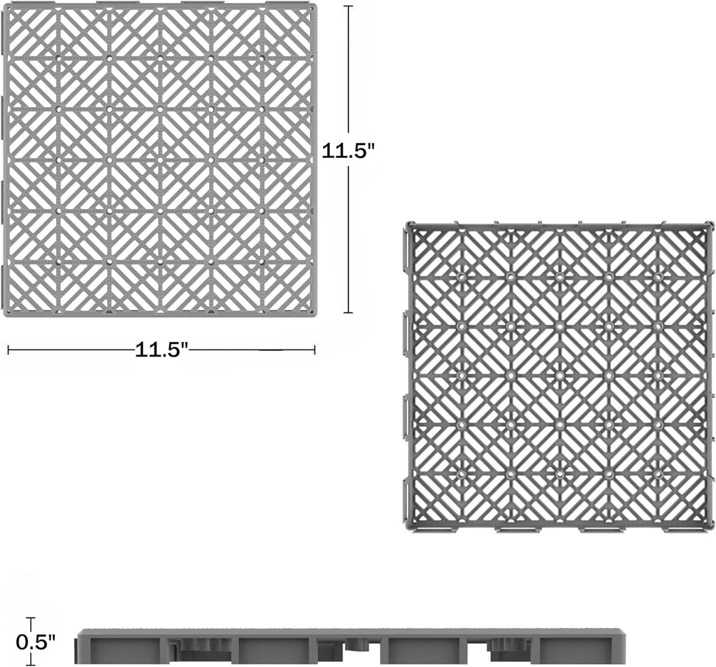 12-Pack Polypropylene Interlocking Patio Deck Tiles - Weather-Resistant Outdoor Flooring for Balcony, Porch, and Garage
