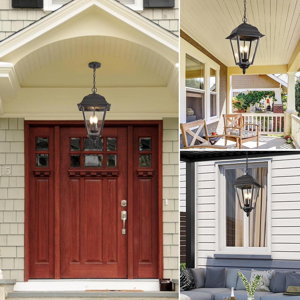 Outdoor Pendant Light, 3-Light Exterior Hanging Porch Light