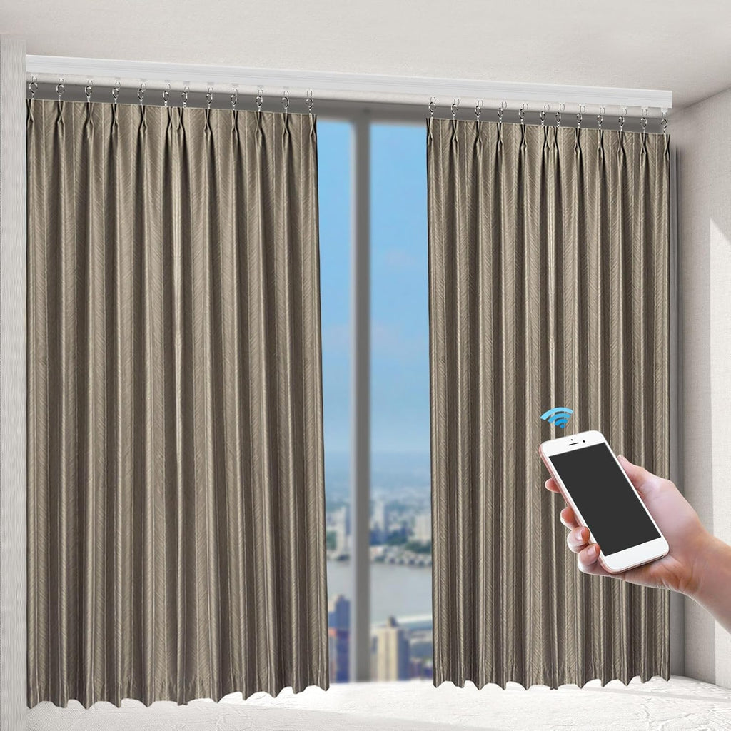 Electric Curtain Track with Remote Control, Smart Curtain System Controlled Via Smartphone App, Compatible with Alexa