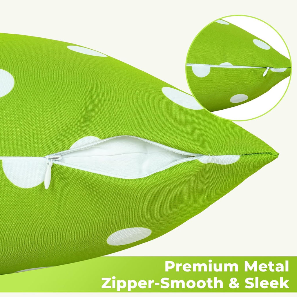 Outdoor Throw Pillow Covers Set of 2 Water Repellent Decorative Pillow Covers, Spring, Summer,18X18 Inches, Green
