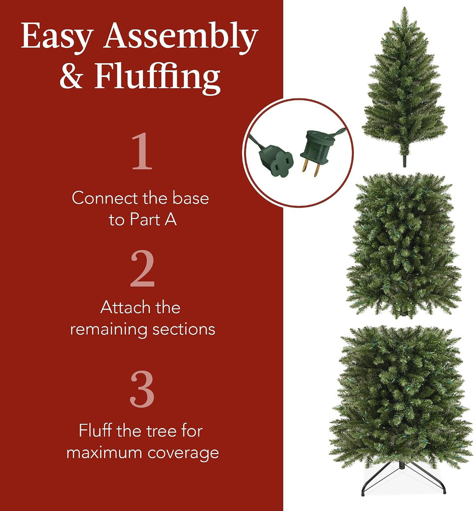7 5FT Artificial Pencil Christmas Tree with Led Twinkling Lights Pre L