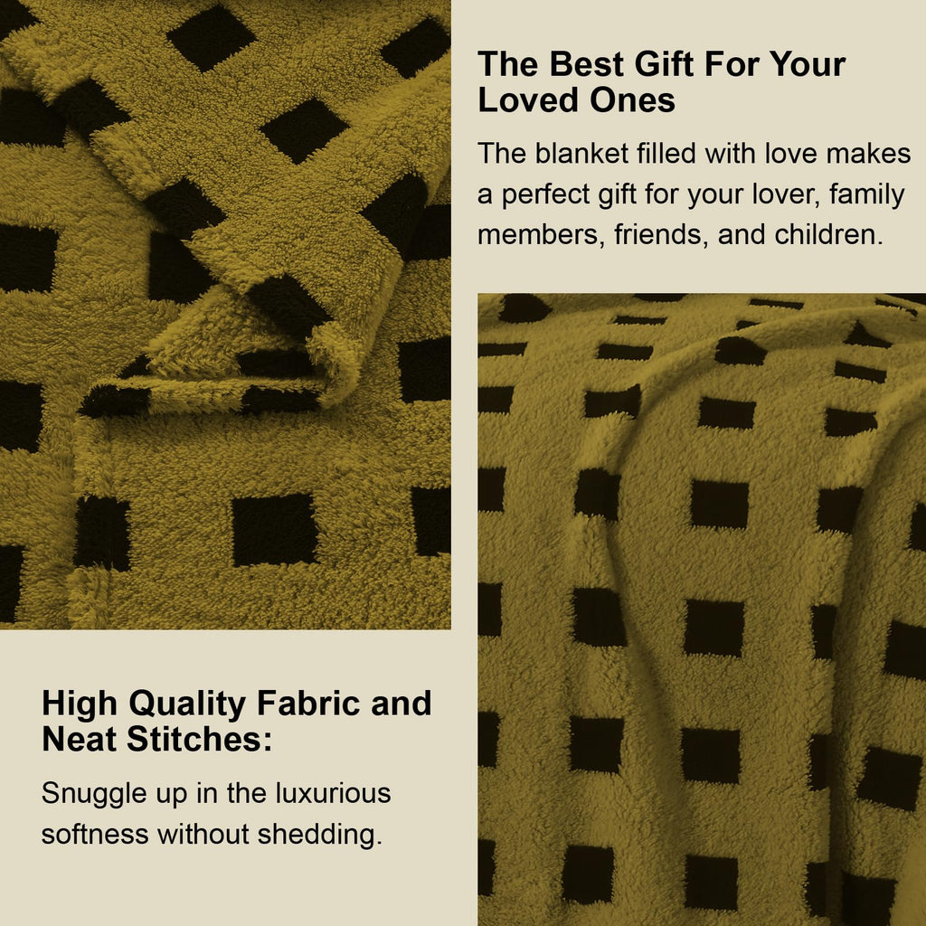 King Size Fuzzy Blanket320GSM - Olive Green Plaid Throw Blanket for Men, Christmas Throw Blanket for Couch for Bed