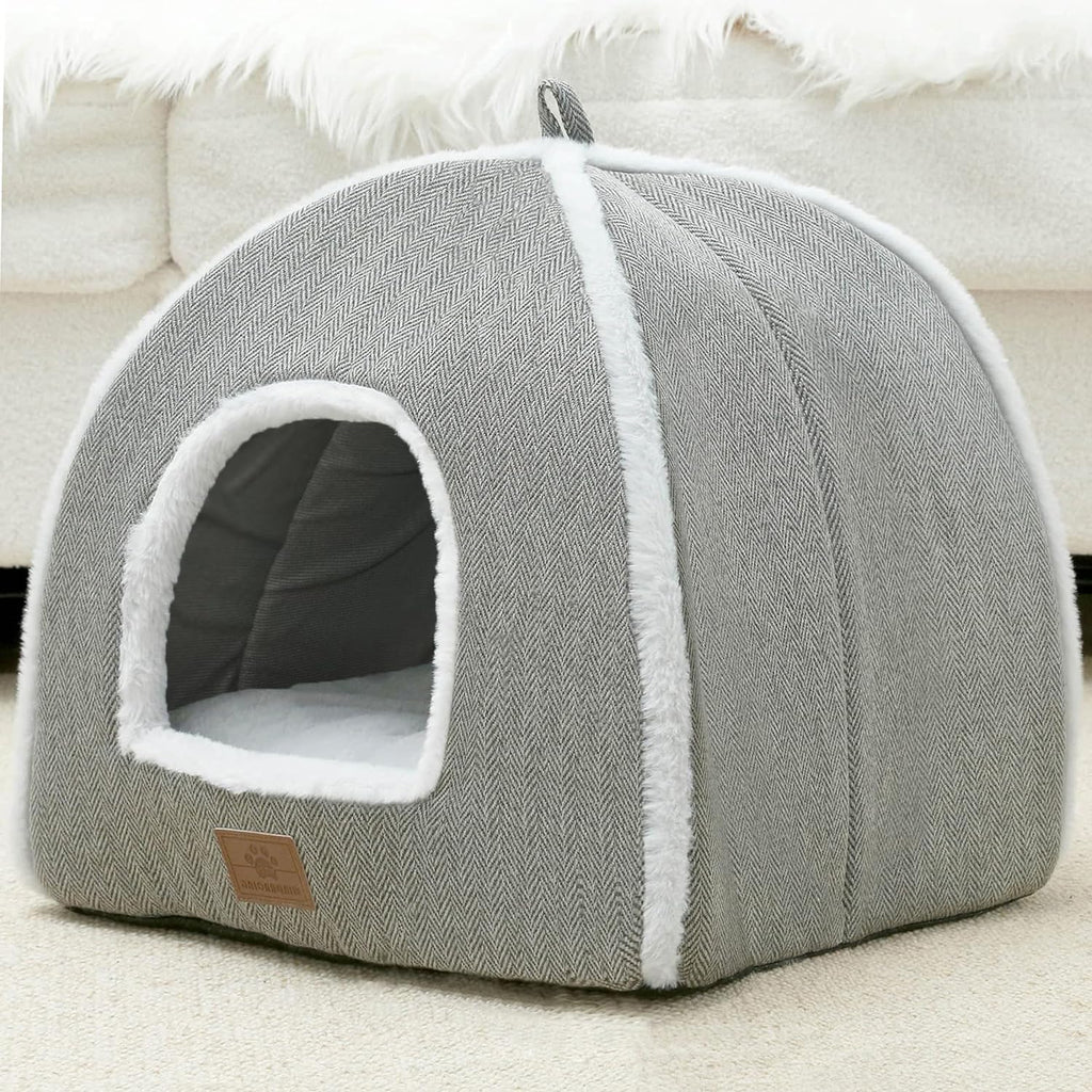 Cat Beds for Indoor Cats-Cat Bed Cave House Tent for Kittens and Small Pets with Washable Cushioned,Soft and Warm