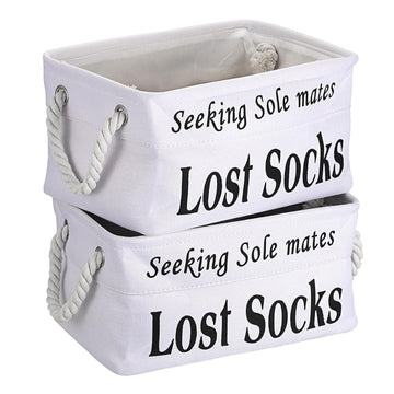 2 Pack Lost Socks Basket for Laundry Room, Fabric Missing Sock Holder for Single Sock Organization, Collapsible Lost