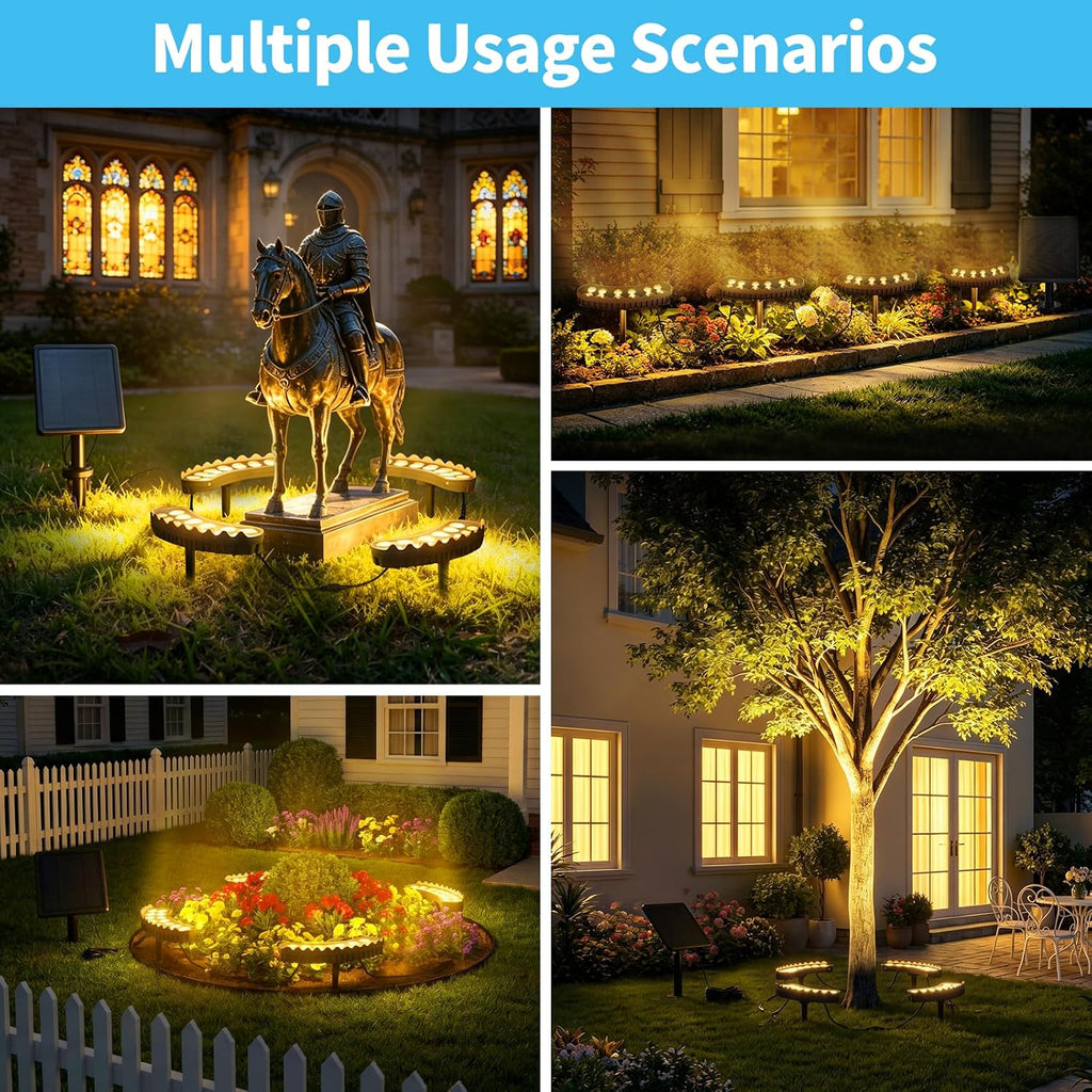 Tree Lights Outdoor, Upgraded Solar Ring Palm Tree Uplights | Warm White 48 LEDs, 4000mAh Battery, IP65 Waterproof