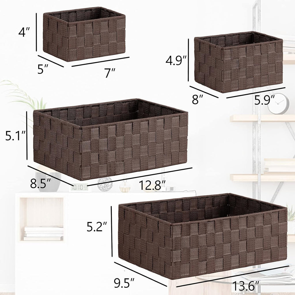 Woven Storage Baskets for Organizing 6 Pack, Large&Small Storage Cube Bins Set , Storage Boxes Container for Drawer