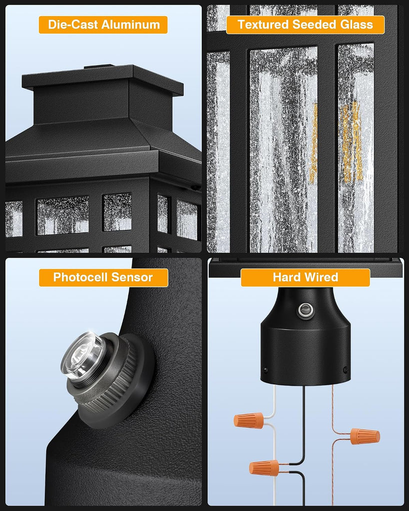 Dusk to Dawn Outdoor Post Lights, Aluminum Hard-Wired Outdoor Lamp Post